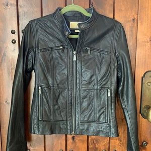 Michael Kors Black Leather Moto Jacket, S